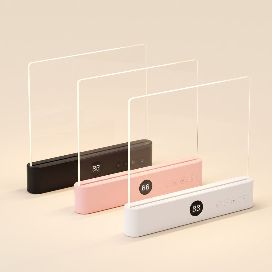 The reading light in white, pink and black